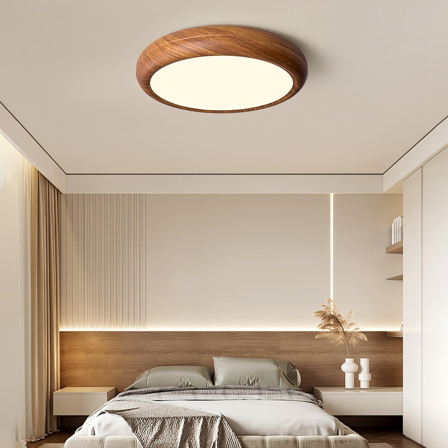 Plafonnier Rond en Bois et Acrylique – Élégance Moderne et Raffinée pour Votre Intérieur