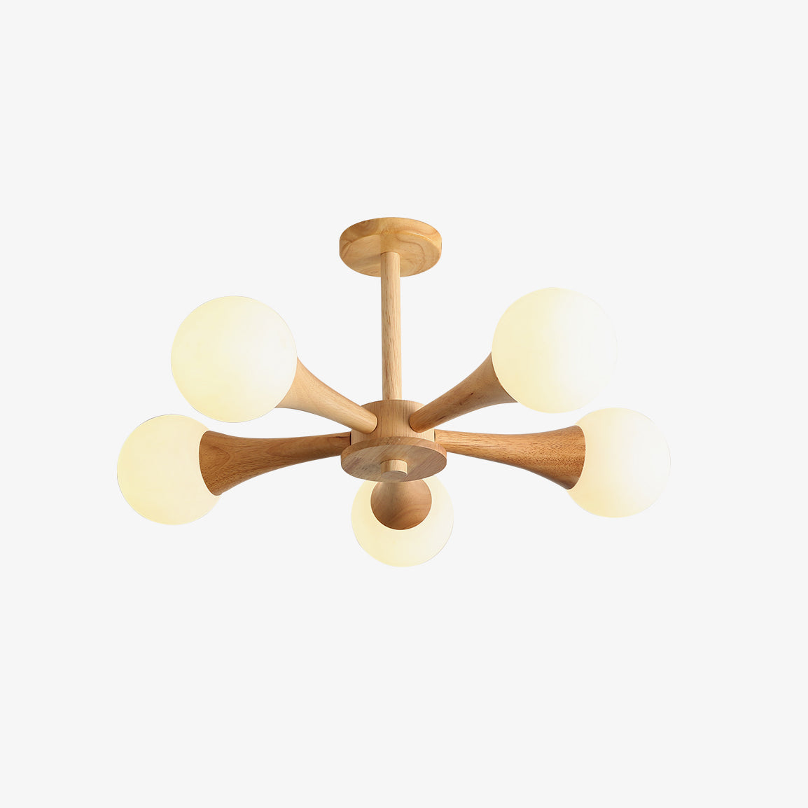 Chandelier en Bois et Verre - Design Élégant avec Lumière LED pour Petits Espaces