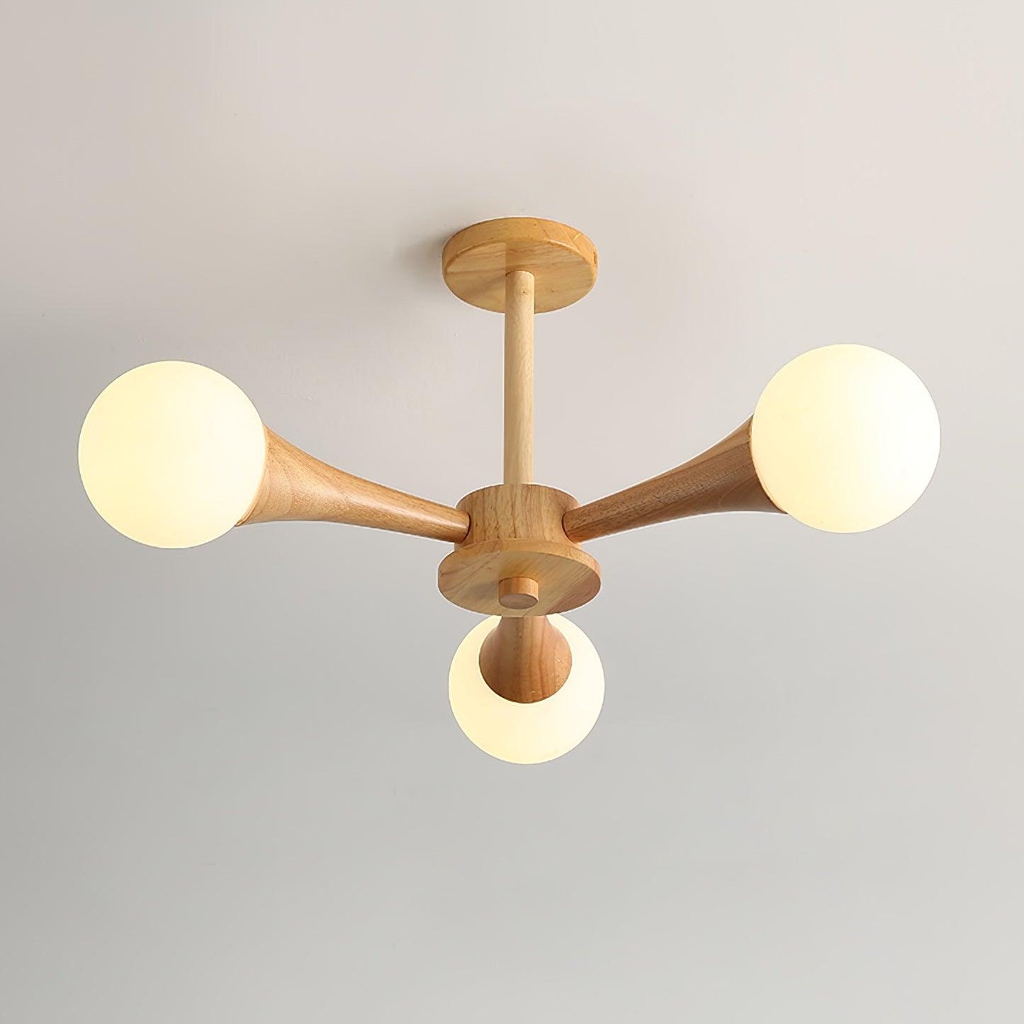 Chandelier en Bois et Verre - Design Élégant avec Lumière LED pour Petits Espaces