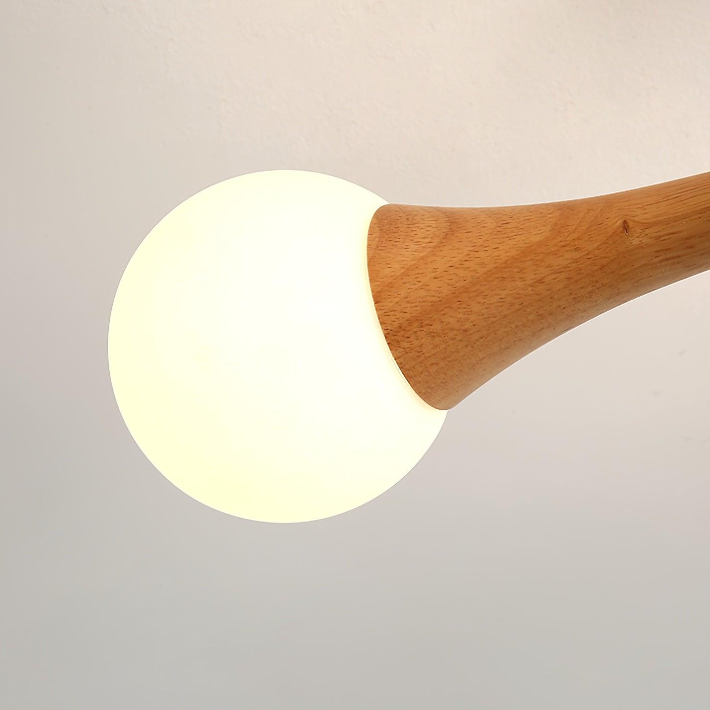 Chandelier en Bois et Verre - Design Élégant avec Lumière LED pour Petits Espaces