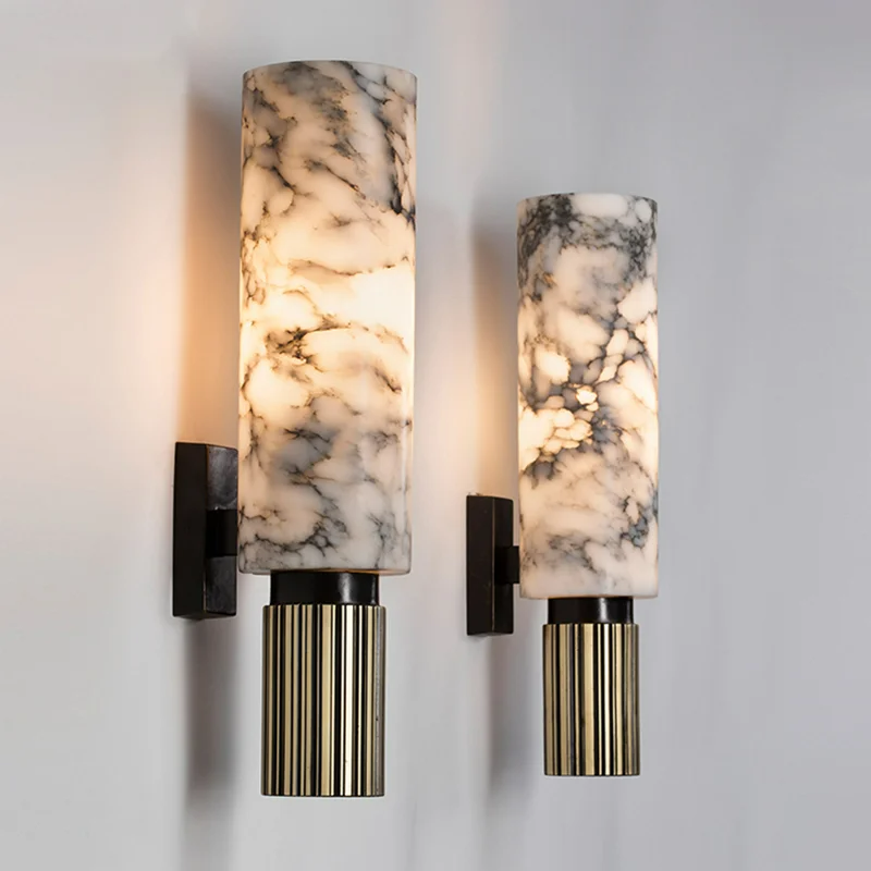 Applique Murale en Marmoré et Cuivre - Élégance Lumineuse LED pour Votre Intérieur
