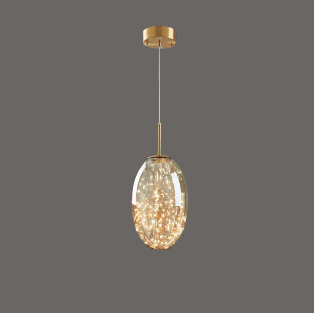 Suspension Moderne en Verre et Laiton – Éclairage Élégant pour Salon et Cuisine