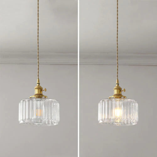 Lampe à suspension vintage en cristal – Élégance intemporelle avec abat-jour en verre