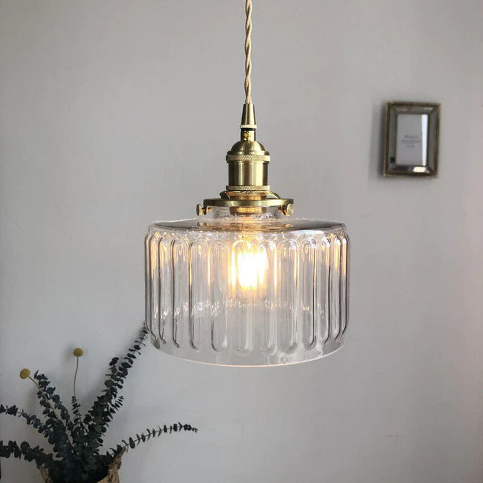 Lampe à suspension vintage en cristal – Élégance intemporelle avec abat-jour en verre
