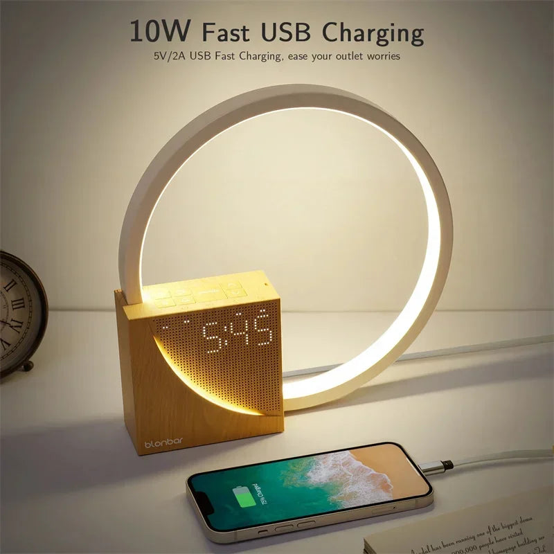 Lampe de Réveil avec Contrôle Tactile – Éclairage de Nuit Moderne en Bois