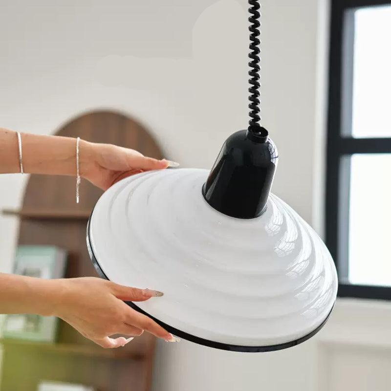 Suspension French Cream Wind Glass - Lampe en Verre Crème au Design Élégant