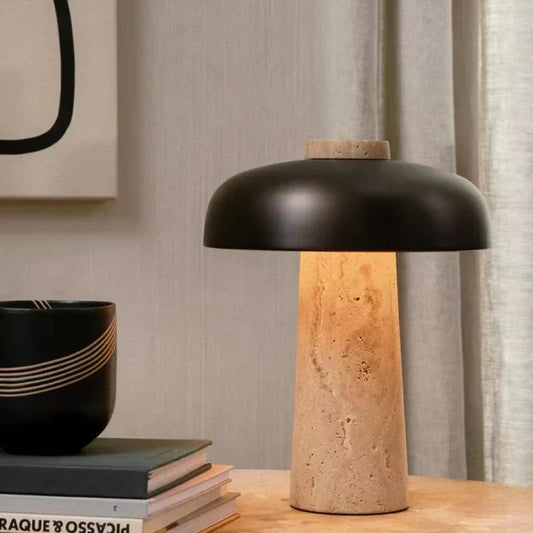 Lampe de Table Natural Travertine – Élégance Naturelle en Pierre, Design Wabi Sabi