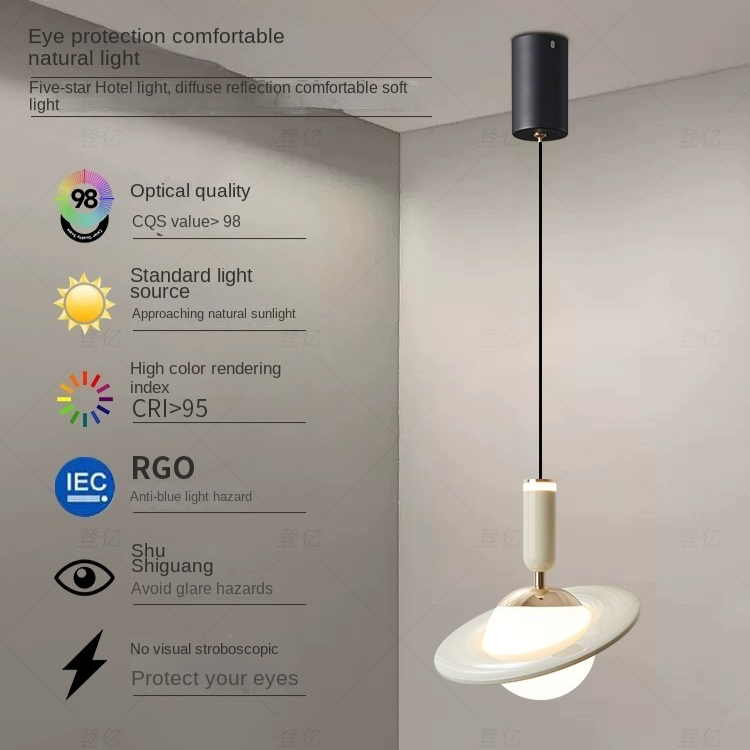 Suspension Saturn Design – Lampe LED Moderne avec Anneaux Ajustables