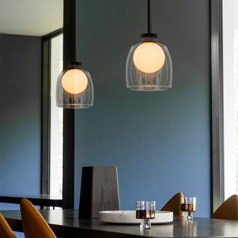 Suspension Moderne en Verre avec Abat-jour Transparent ou Fumé – Éclairage Élégant et Raffiné