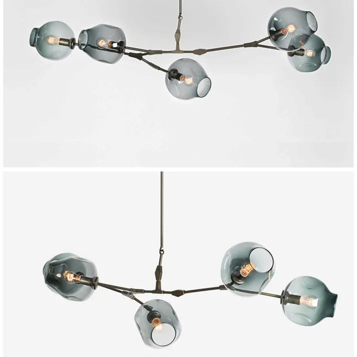 Suspension Sputnik Bifurkation - Lustre Moderne en Verre Soufflé et Métal