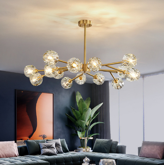 Chandelier Linéaire Moderne avec Cube en Verre Glacé – Élégance Contemporaine