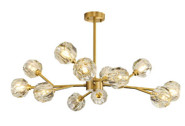 Chandelier Linéaire Moderne avec Cube en Verre Glacé – Élégance Contemporaine