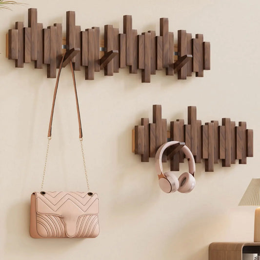 Porte-Manteau Mural FlexiHook – Design Moderne avec Crochets Repliables Magnétiques en Bois