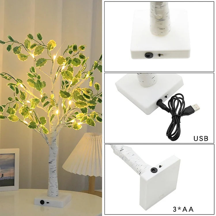 Guirlande LED Arbre de Noël avec Feuilles Vertes - Décoration Lumineuse Festive