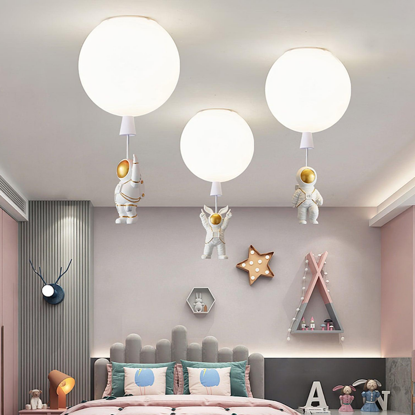 Lampe LED Moderne Lune Astronaute - Suspension Éclairante Unique pour Chambre