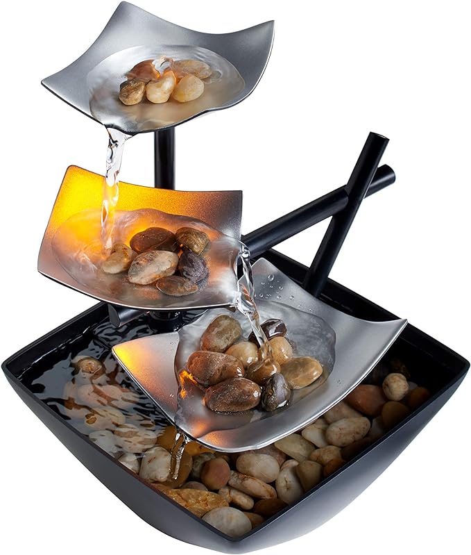 Fontaine LED Mini-Table – Décoration Relaxante avec Éclairage et Effet Cascade pour Salon et Bureau