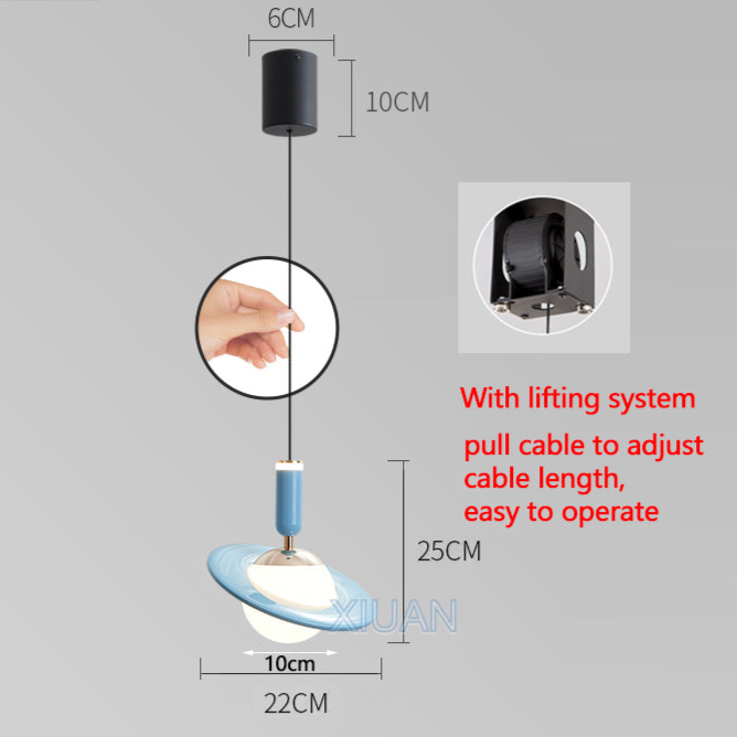 Suspension Saturn Design – Lampe LED Moderne avec Anneaux Ajustables