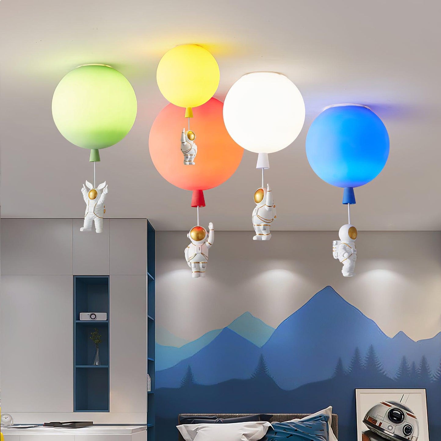 Lampe LED Moderne Lune Astronaute - Suspension Éclairante Unique pour Chambre