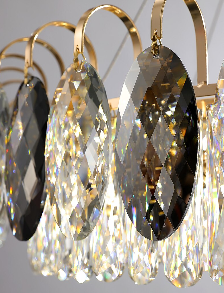 Chandelier Cristal K9 - Luminaire Élégant en Métal Rose Gold, LED Dimmable, Plusieurs Tailles