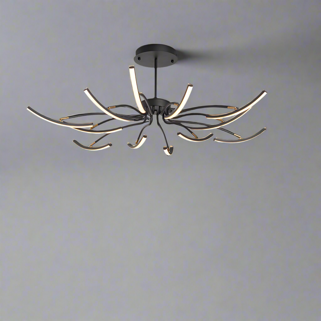 Plafonnier Design LED Moderne - Éclairage Élégant pour Salon et Chambre, Aluminium, 8 et 12 Têtes
