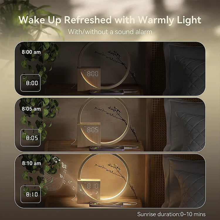 Lampe de Réveil avec Contrôle Tactile – Éclairage de Nuit Moderne en Bois