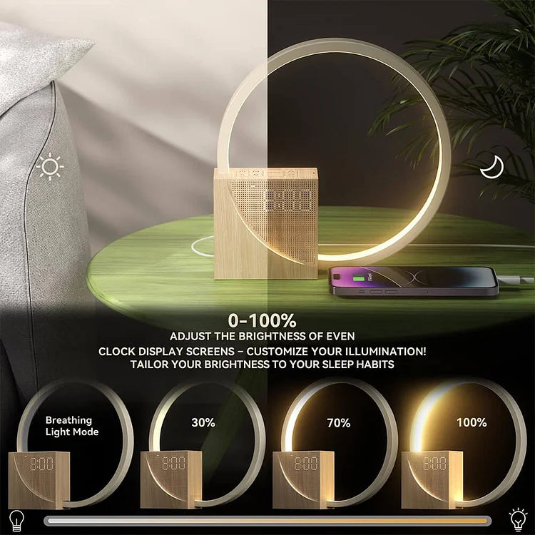 Lampe de Réveil avec Contrôle Tactile – Éclairage de Nuit Moderne en Bois