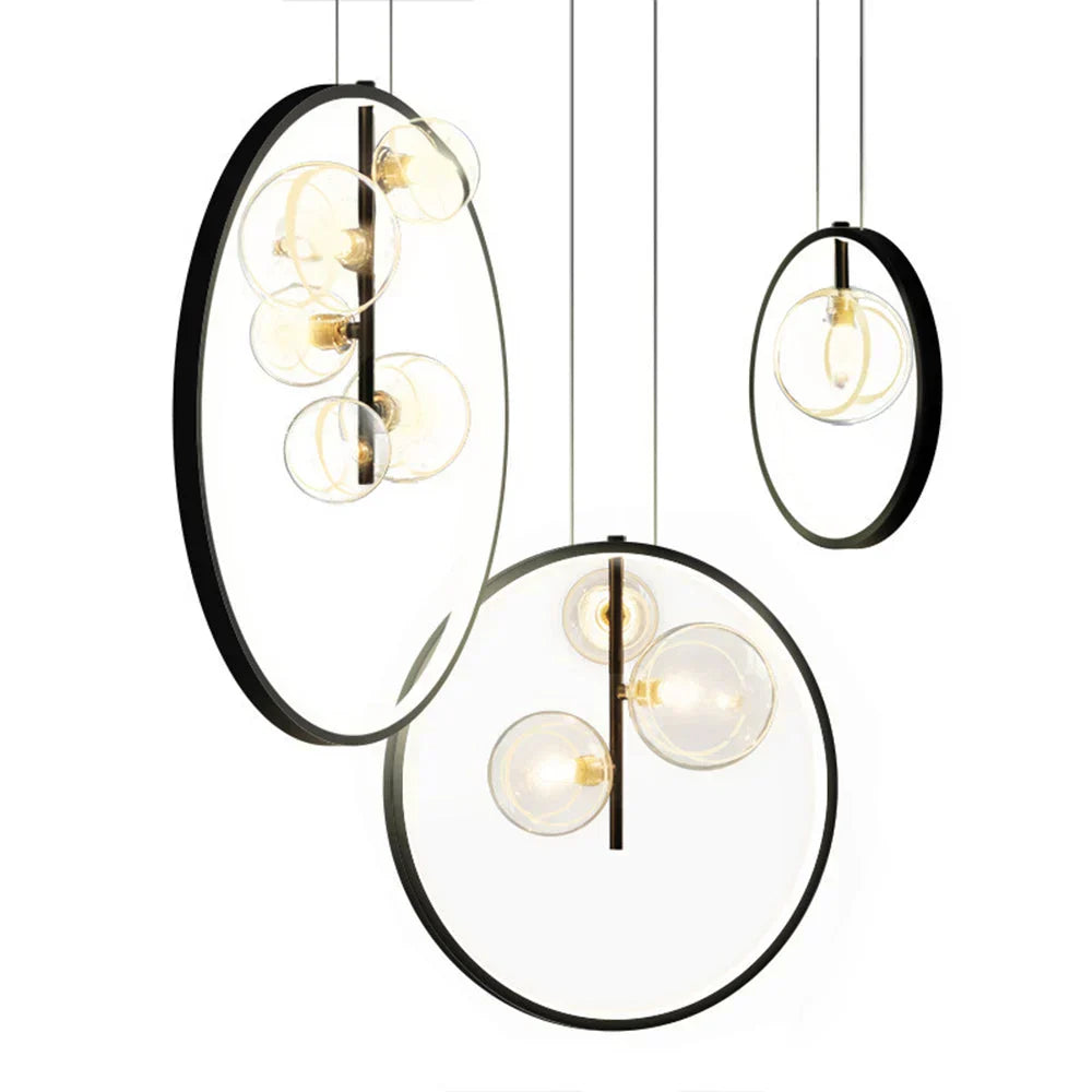 Suspension Industrielle en Verre – Lampe Cage Vintage Métal Élévée