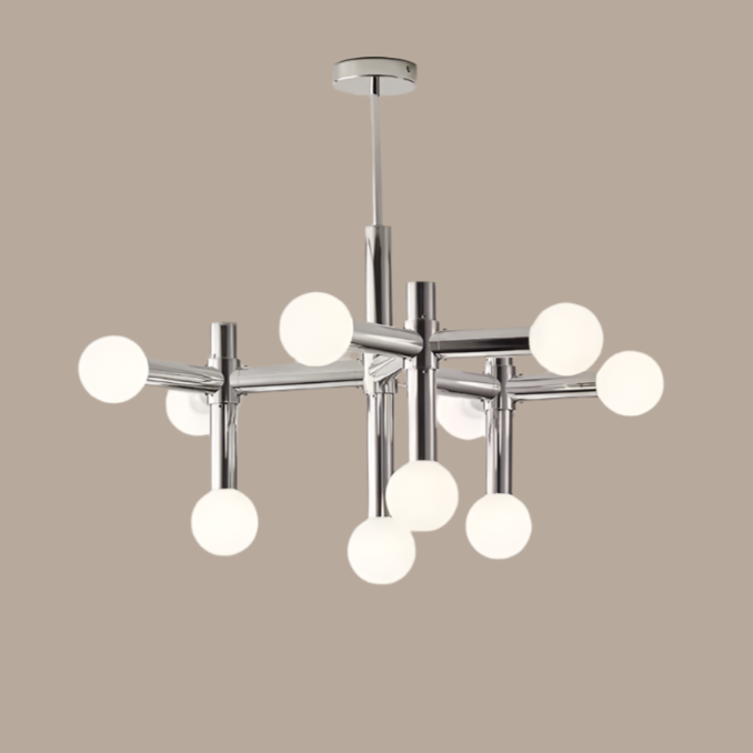 Chandelier Scandinave en Verre – Suspension à Boules de Verre et Finition Chromée