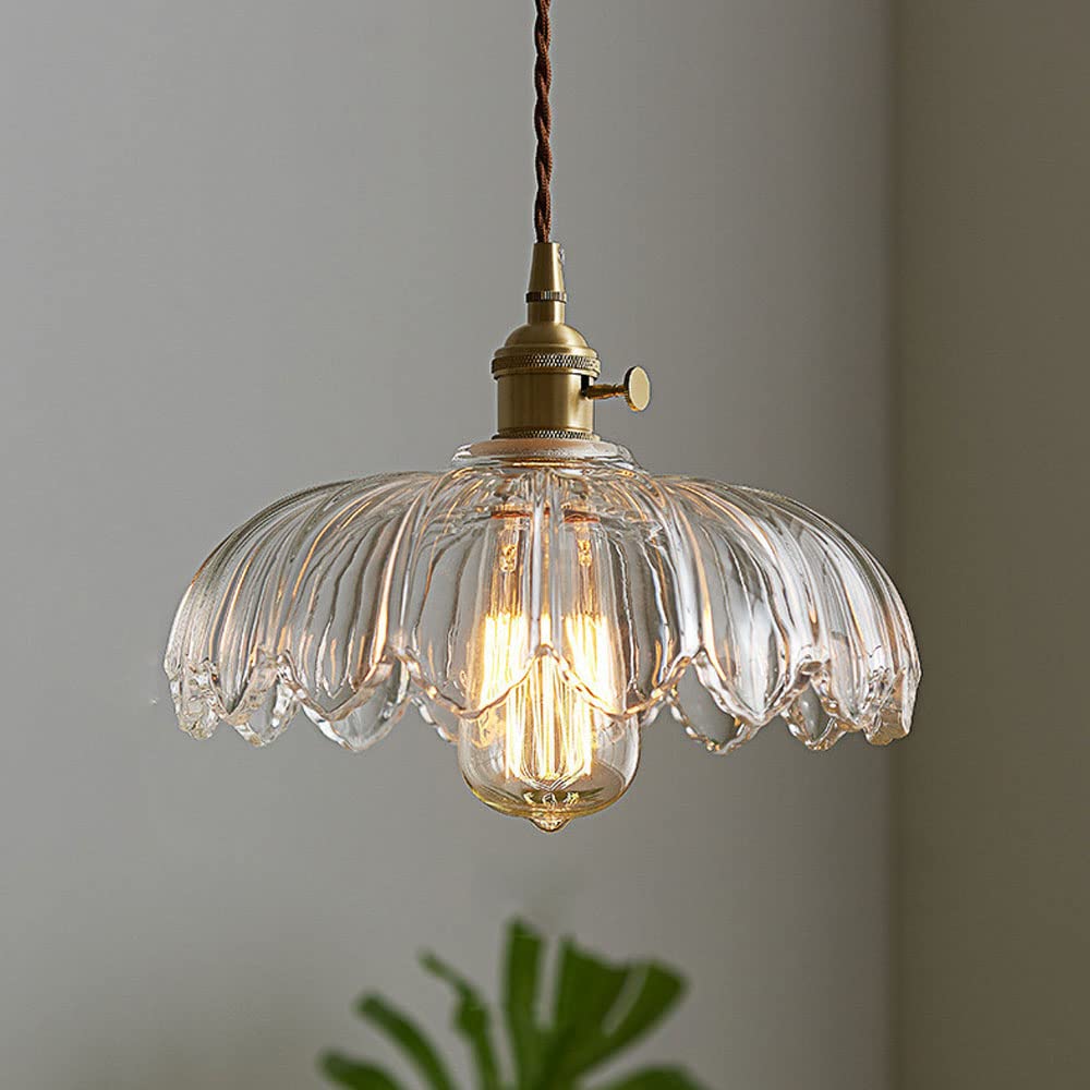 Lampe suspendue en verre translucide avec base en cuivre – Création d'une atmosphère romantique et lumineuse