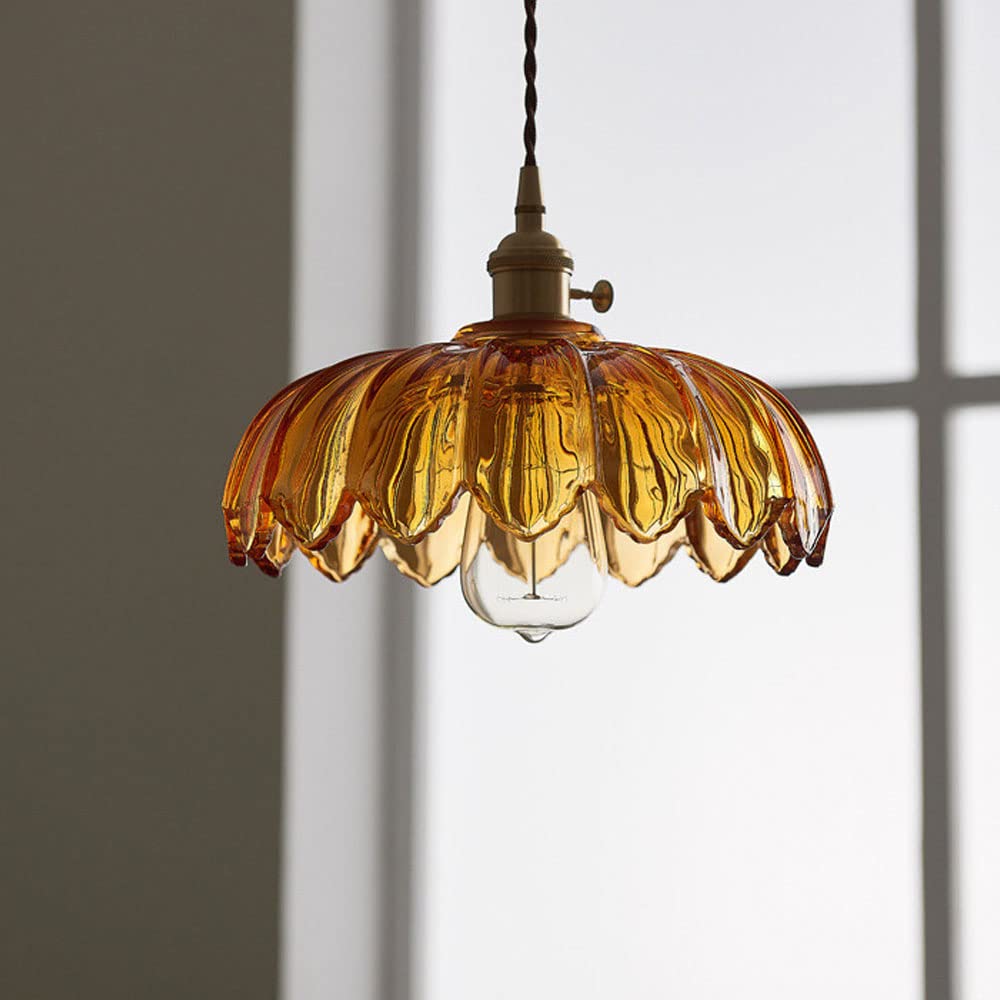 Lampe suspendue en verre translucide avec base en cuivre – Création d'une atmosphère romantique et lumineuse