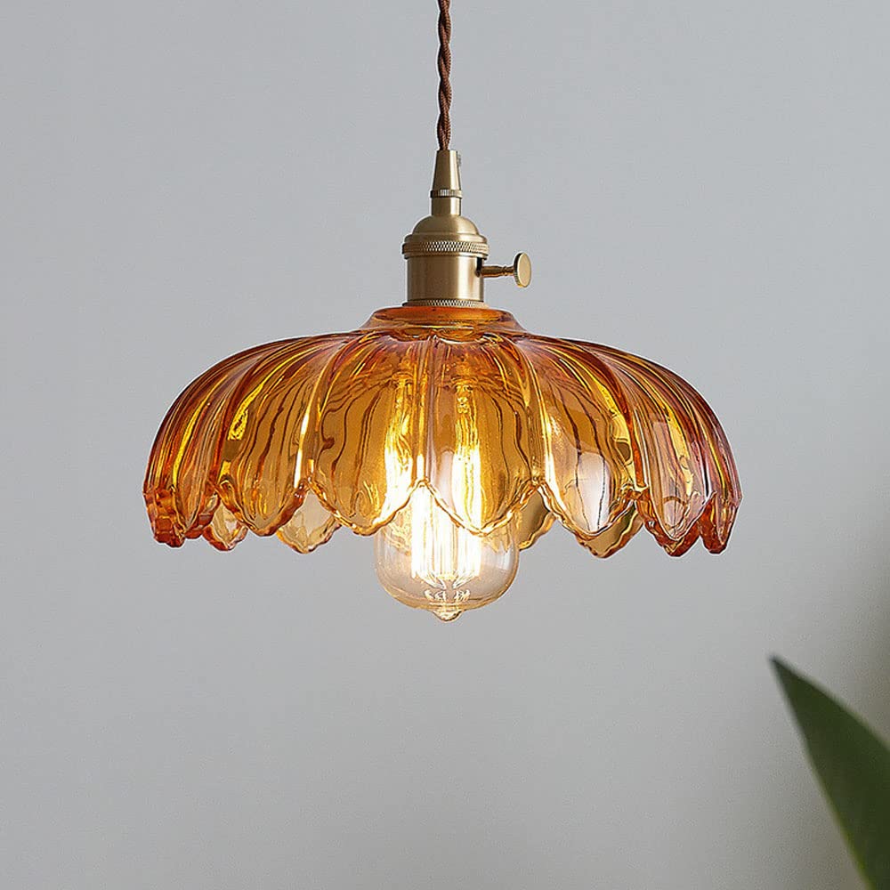 Lampe suspendue en verre translucide avec base en cuivre – Création d'une atmosphère romantique et lumineuse