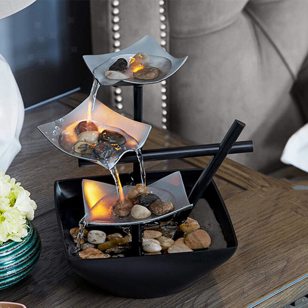 Fontaine LED Mini-Table – Décoration Relaxante avec Éclairage et Effet Cascade pour Salon et Bureau