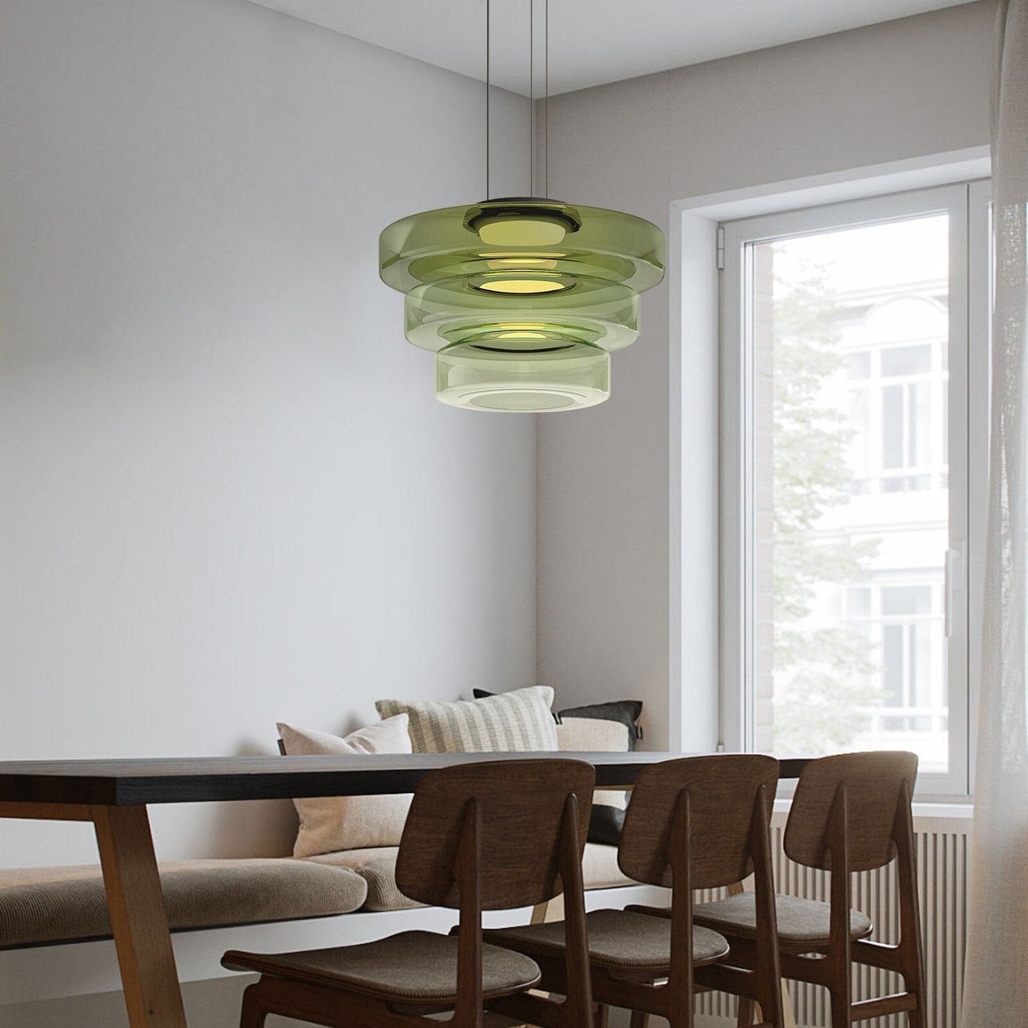 Suspension Lune en Verre - Éclairage Élégant et Modulaire pour Votre Intérieur