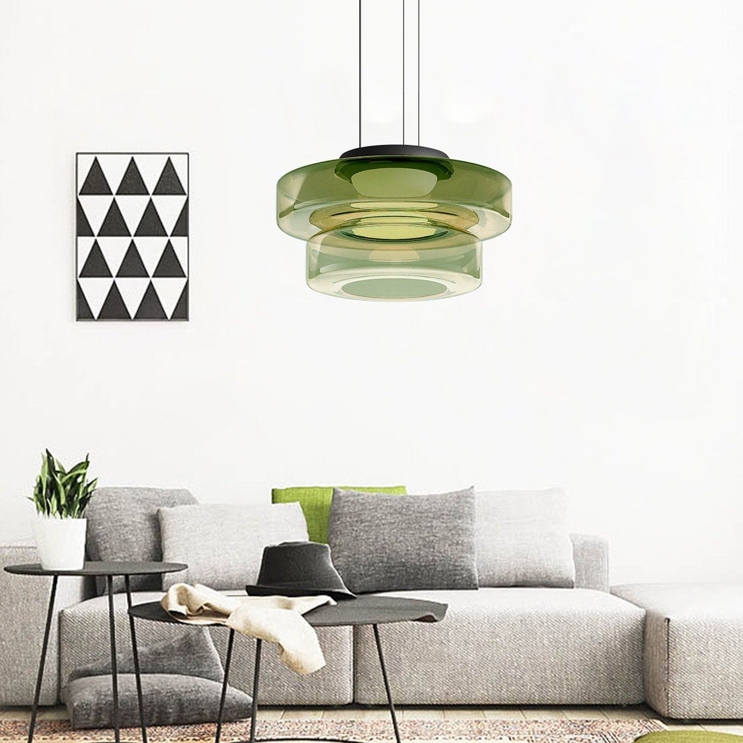 Suspension Lune en Verre - Éclairage Élégant et Modulaire pour Votre Intérieur