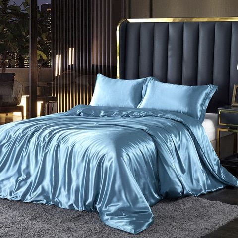 Set de luxe - Ensemble de literie en satin de soie | Comprenant une housse de couette et 2 taies d'oreiller