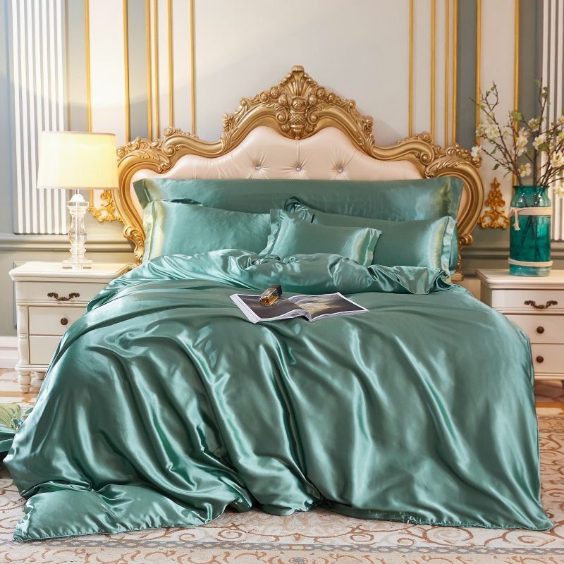 Set de luxe - Ensemble de literie en satin de soie | Comprenant une housse de couette et 2 taies d'oreiller