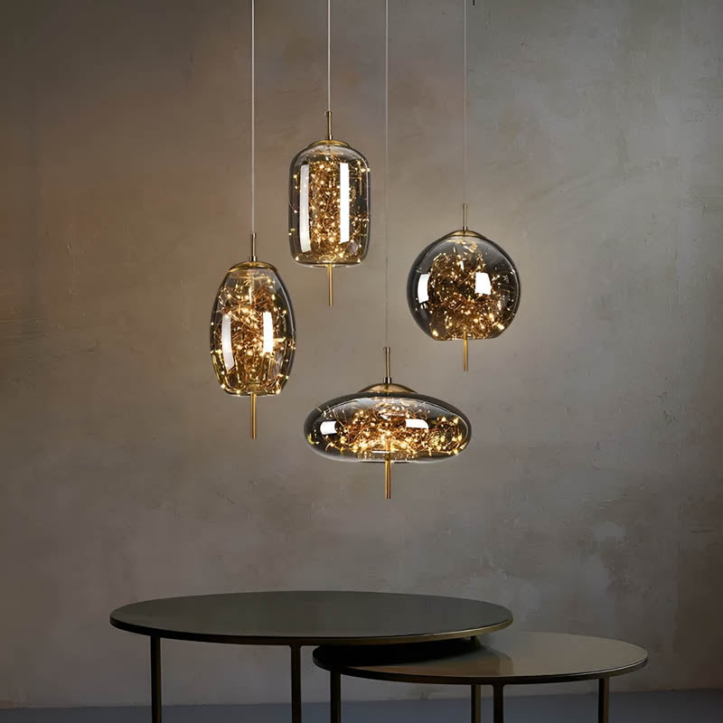 Lampe Suspendue Essence - Élégance Moderne avec Verre Brun et Éclairage LED