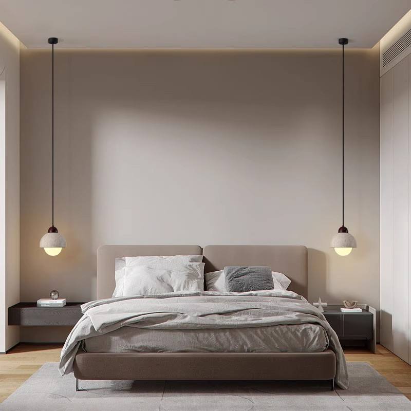 Suspension en Marbre Naturel – Lampe LED Élégante en Bois et Marbre