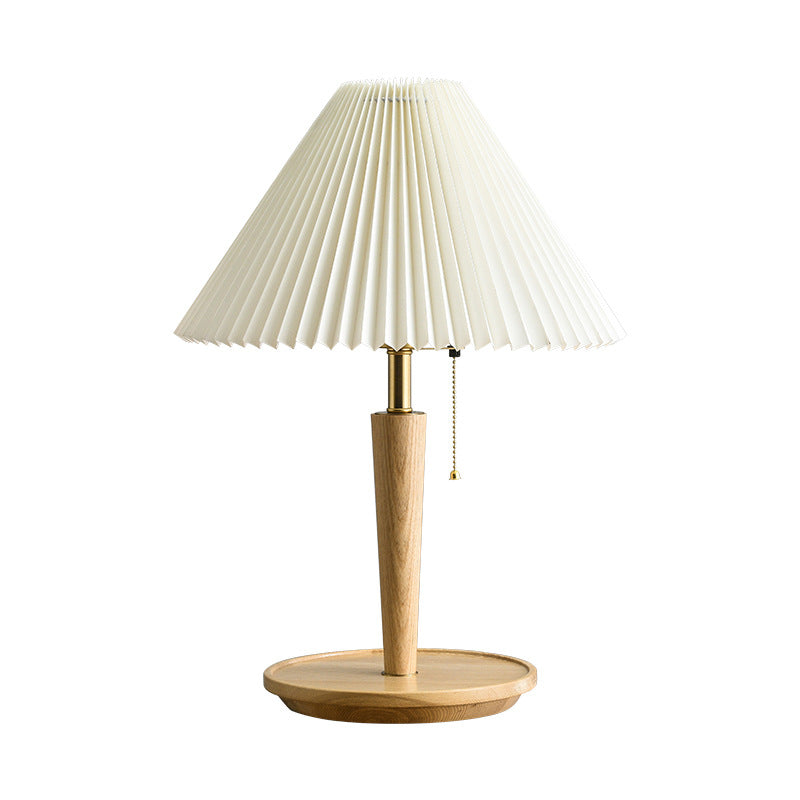 Lampe de Table Vintage en Bois Plissé – Charme Classique et Fonctionnalité Moderne