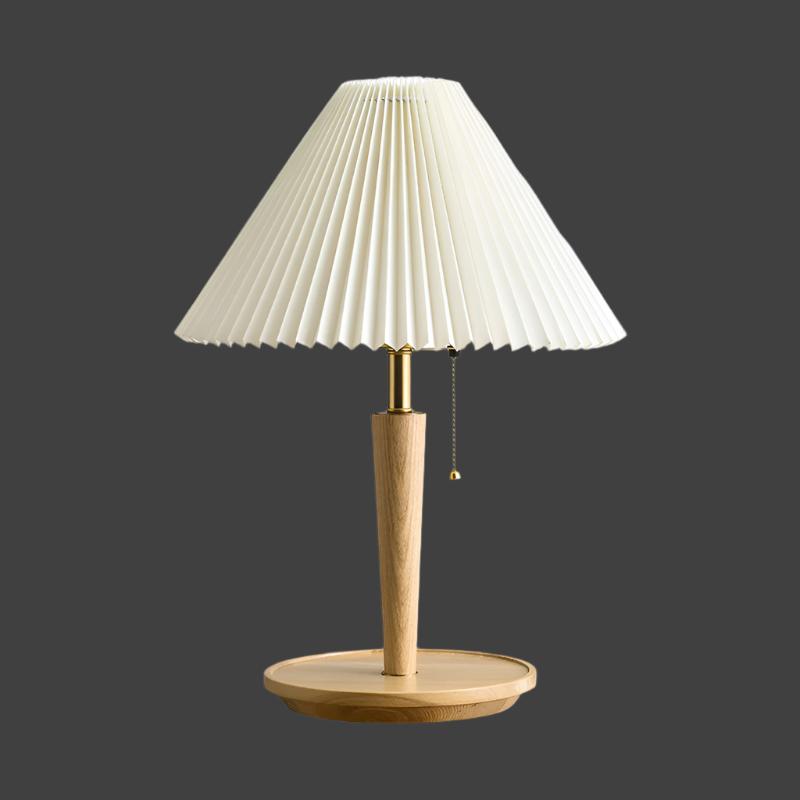 Lampe de Table Vintage en Bois Plissé – Charme Classique et Fonctionnalité Moderne