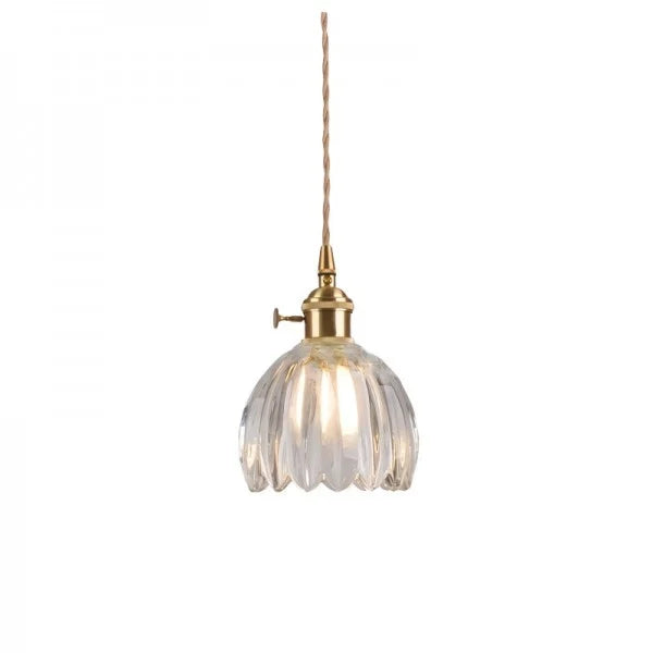 Lampe Suspendue Japonaise Rétro en Verre - Design Floral Élégant avec Douille E27