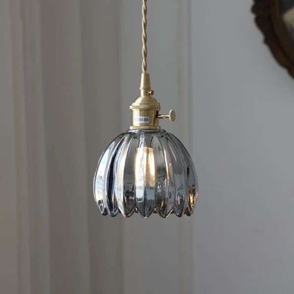Lampe Suspendue Japonaise Rétro en Verre - Design Floral Élégant avec Douille E27