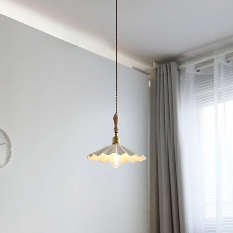 Suspension Cuisine Design en Céramique – Lampe Pendante Moderne avec Détail en Bois