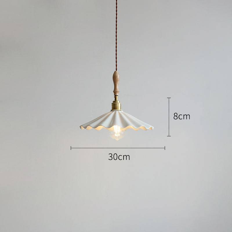 Suspension Cuisine Design en Céramique – Lampe Pendante Moderne avec Détail en Bois
