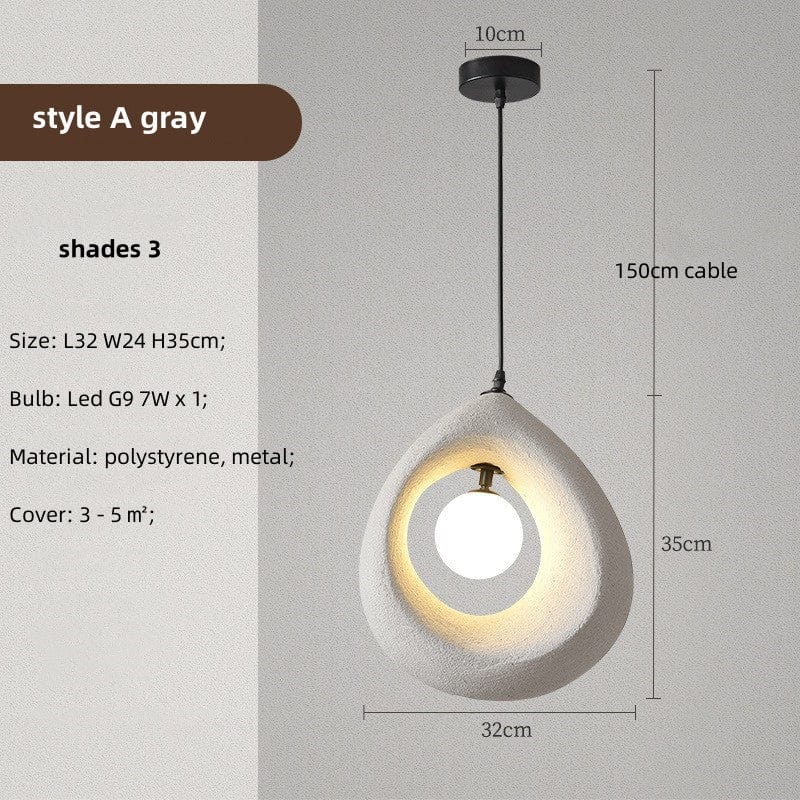 Lampe Suspendue Design Naturel LED – Applique Moderne en Polystyrène
