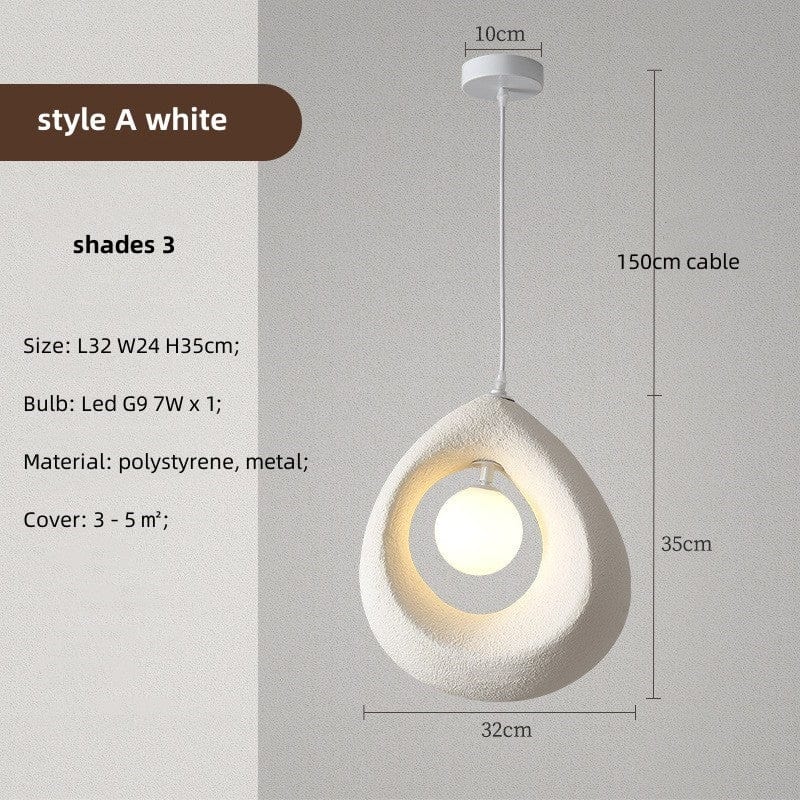 Lampe Suspendue Design Naturel LED – Applique Moderne en Polystyrène