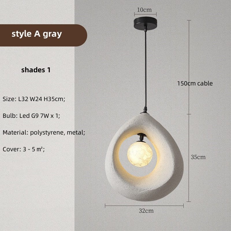 Lampe Suspendue Design Naturel LED – Applique Moderne en Polystyrène