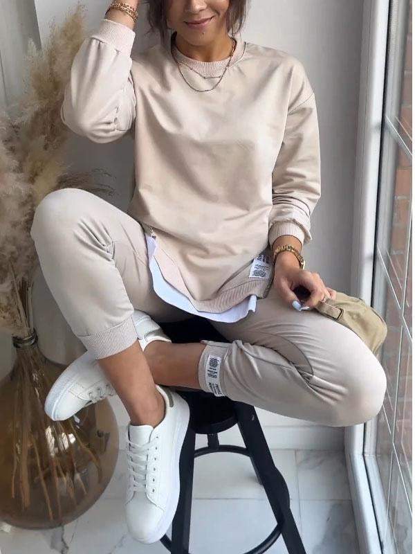 Ensemble Sweatshirt et Pantalon pour Femme - Confort et Élégance en Coton Polyester