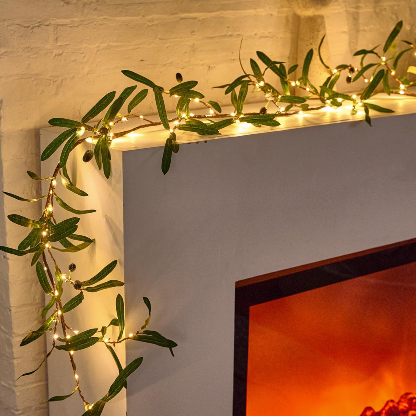 Guirlande de Branche d'Olive Enchantée avec 96 LED – Décoration Intérieure et Extérieure