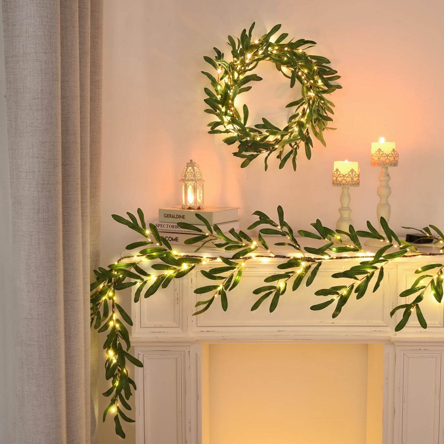 Guirlande de Branche d'Olive Enchantée avec 96 LED – Décoration Intérieure et Extérieure